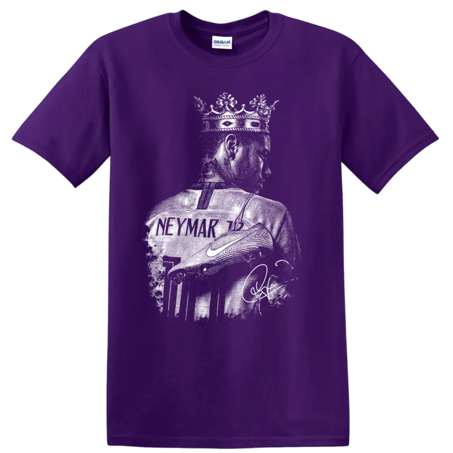 Retro Neymar soccer legend portrait graphic T Shirt on a Purple T Shirt