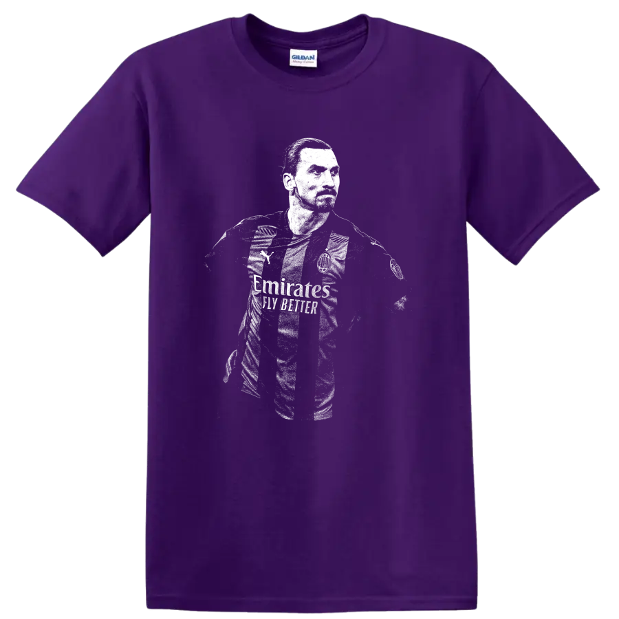 Retro soccer portrait of Zlatan Ibrahimović legend style T Shirt on a Purple T Shirt
