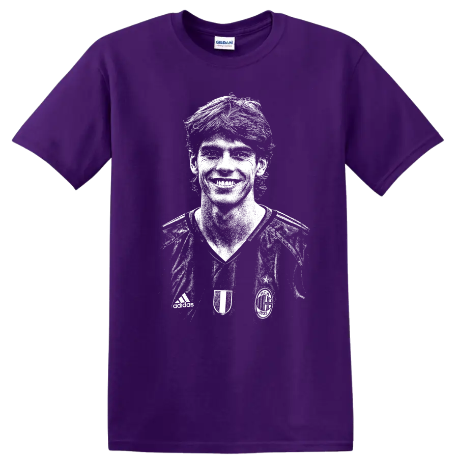 Retro soccer legend portrait of Ricardo Izecson dos Santos Leite T Shirt on a Purple T Shirt
