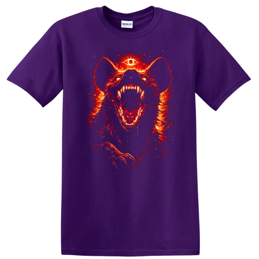 Fiery Red Wolf Beast Howling Graphic T Shirt for Animal Lovers - Purple