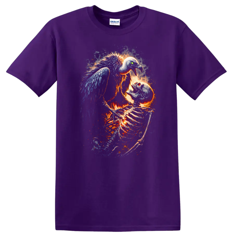 Fire Phoenix Skeleton Eagle T Shirt Graphic Animal - Purple