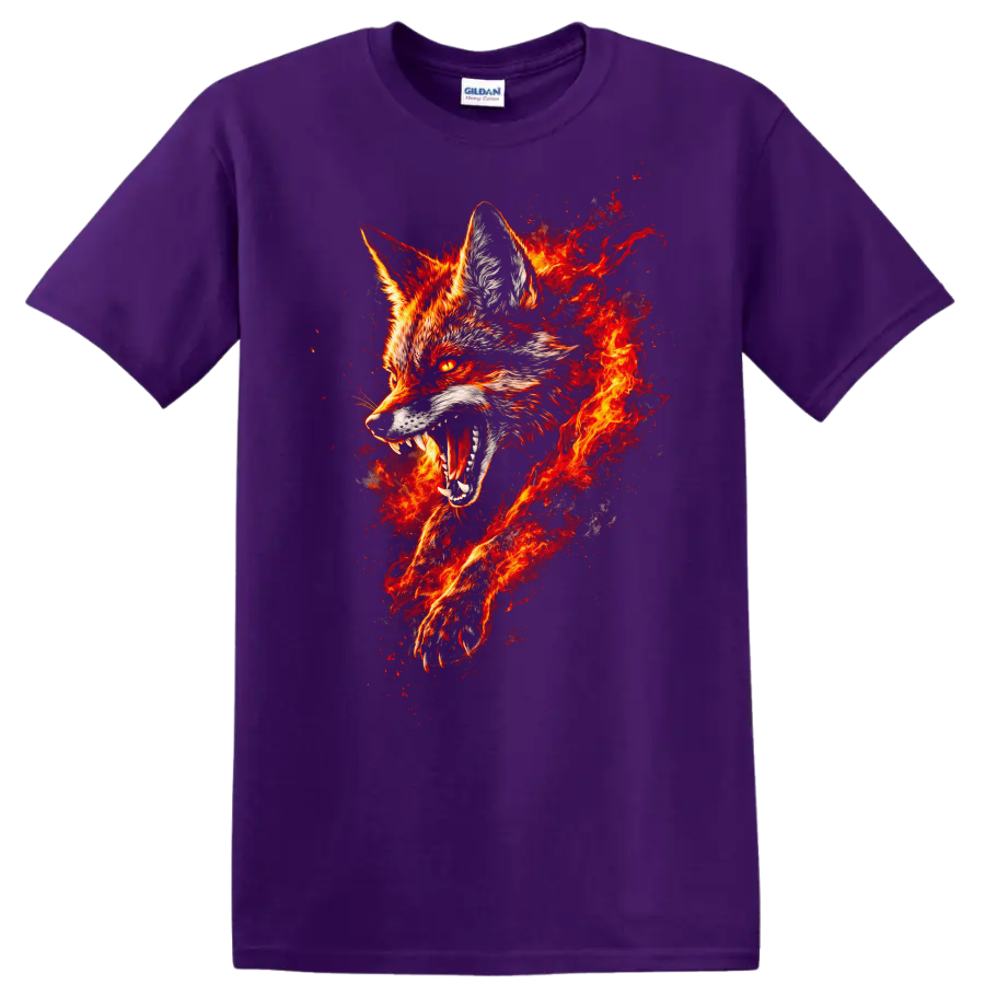 Fiery Fox Head Animals Graphic T Shirt for Bold Wildlife Style - Purple