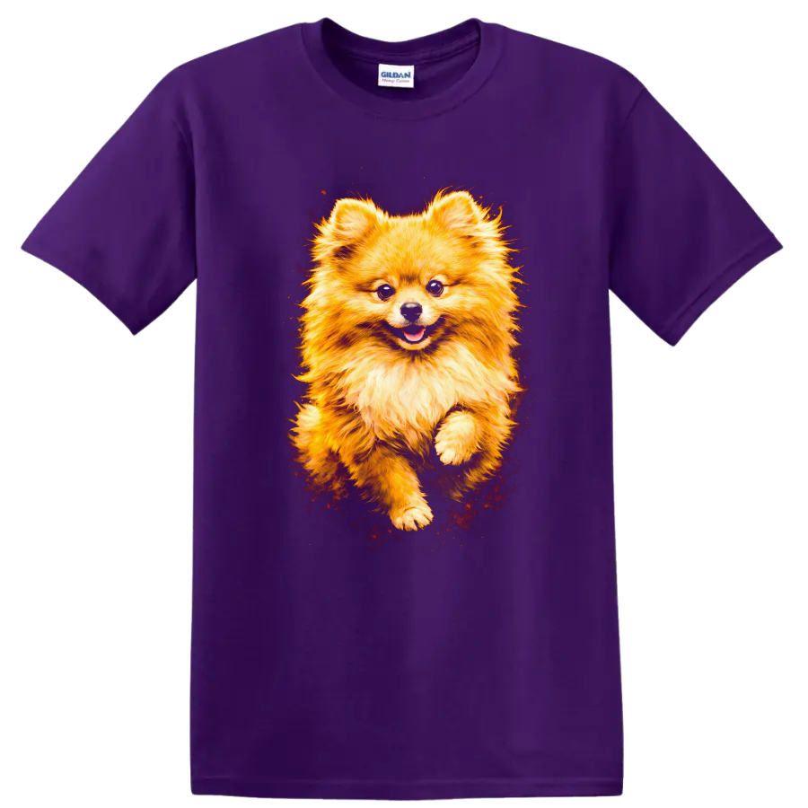 Fluffy Pomeranian Dog Portrait Cute Breed Lover T Shirt - Purple