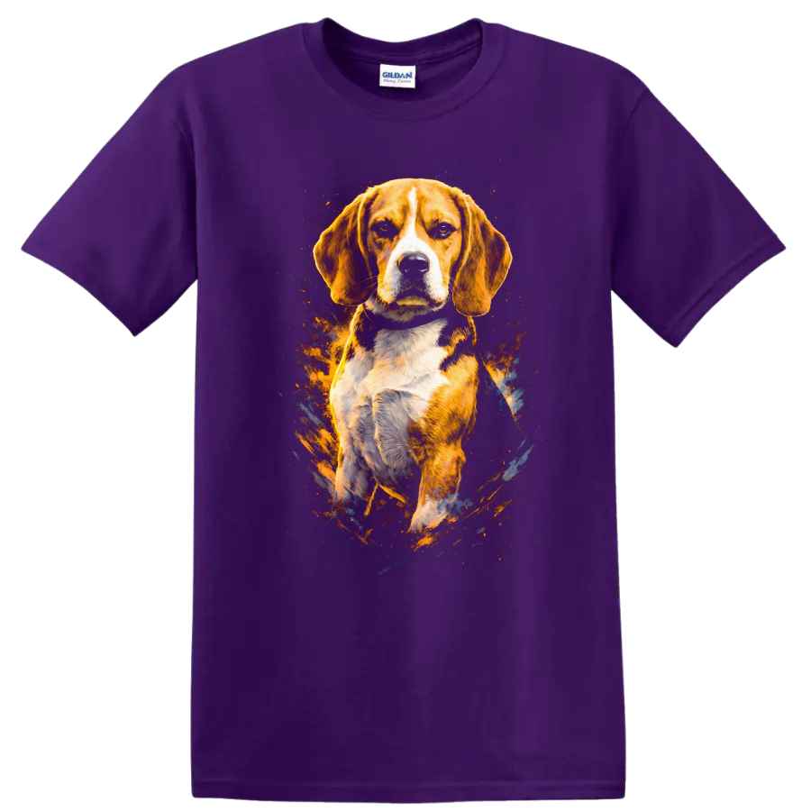 Beagle Dog Splash Art T Shirt Colorful Breed Portrait Gift - Purple