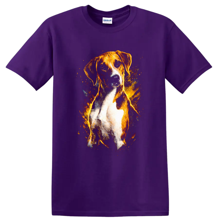 Beagle Dog Portrait T Shirt Vibrant Fire Splash Pet Lover Gift - Purple