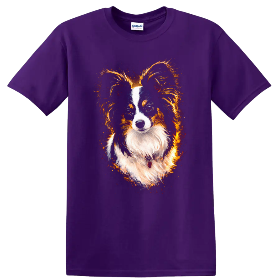 Australian Shepherd Watercolor Portrait T Shirt for Dog Lovers on a Purple T Shirt