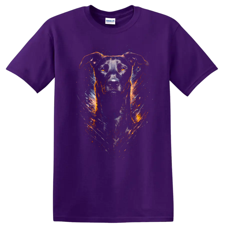 Colorful Dog Portrait Graphic T Shirt for Dog Lovers - Purple