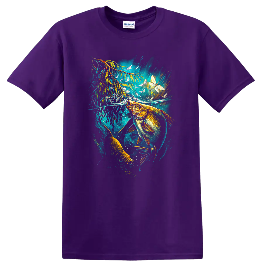 Colorful Fish Underwater Art T Shirt Aquatic Nature Wildlife Graphic - Purple