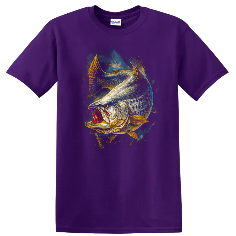 Realistic Angler Fish T Shirt Bold Colorful Predator Art - Purple