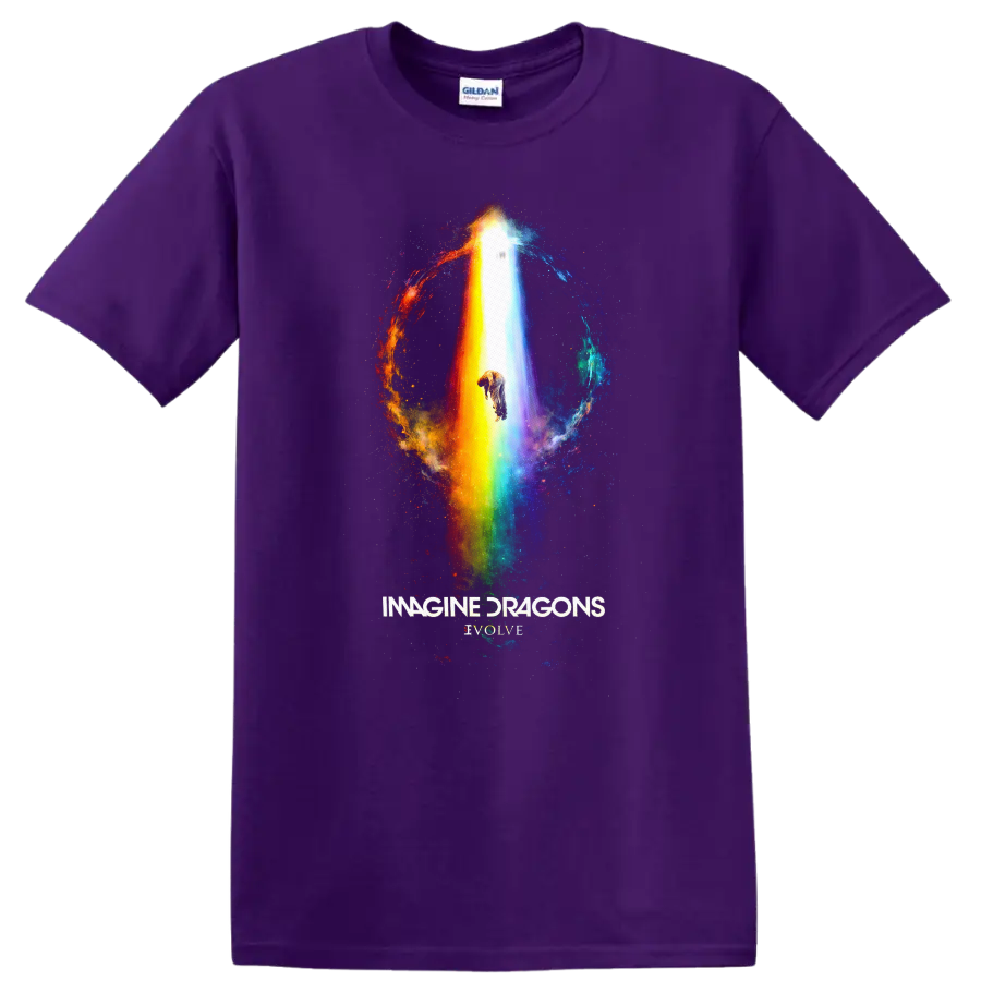 Imagine Dragons Evolve Vintage Classic Rock T Shirt on a Purple T Shirt