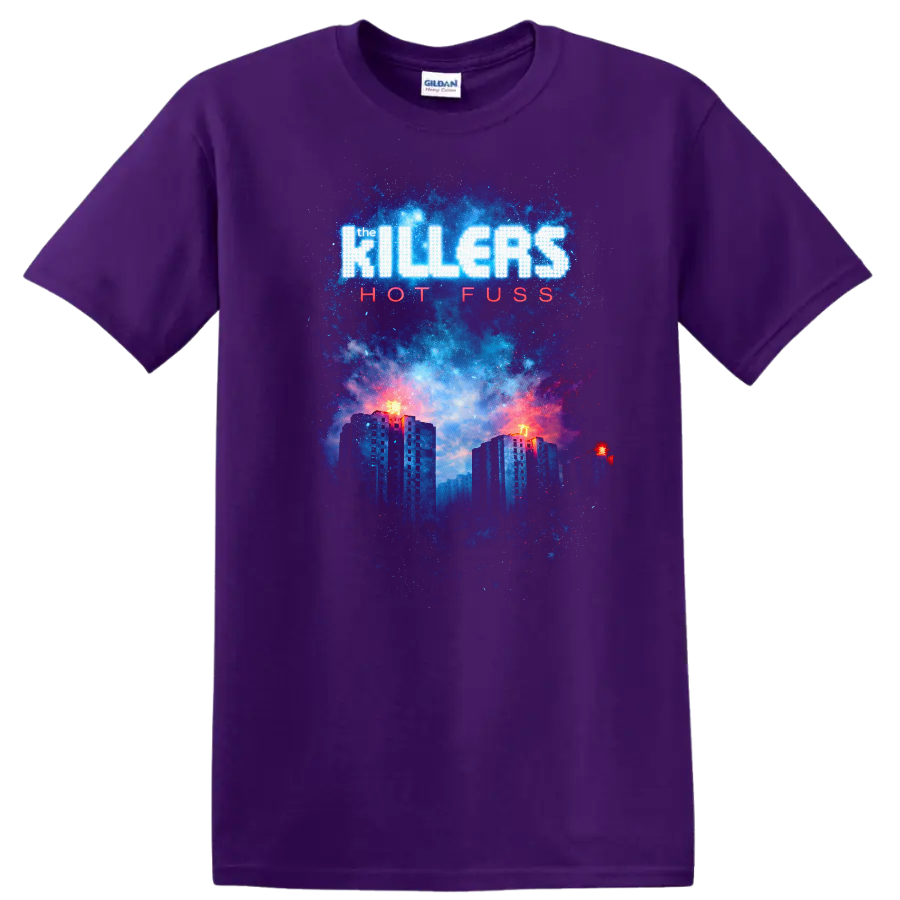 The Killers Hot Fuss Vintage Classic Rock T Shirt on a Purple T Shirt