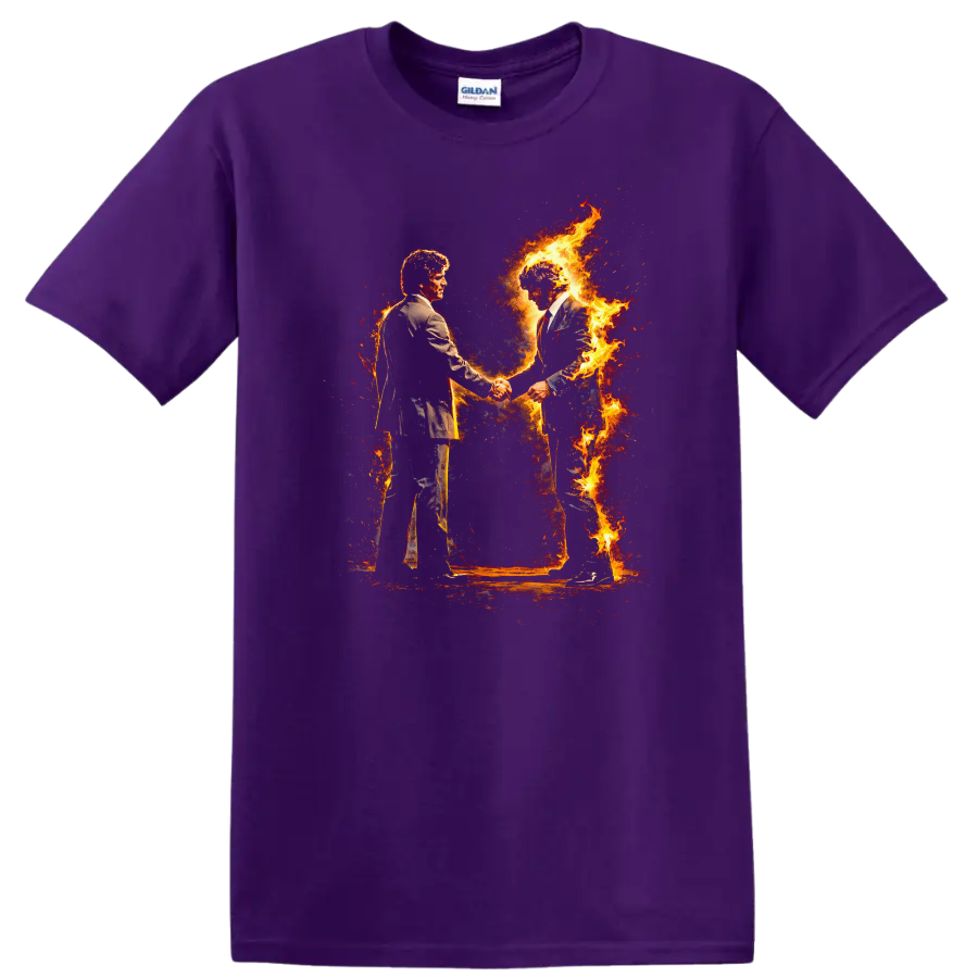 Vintage Classic Rock Album Cover Art T Shirt inspired by Pink Floyd on a Purple T Shirt