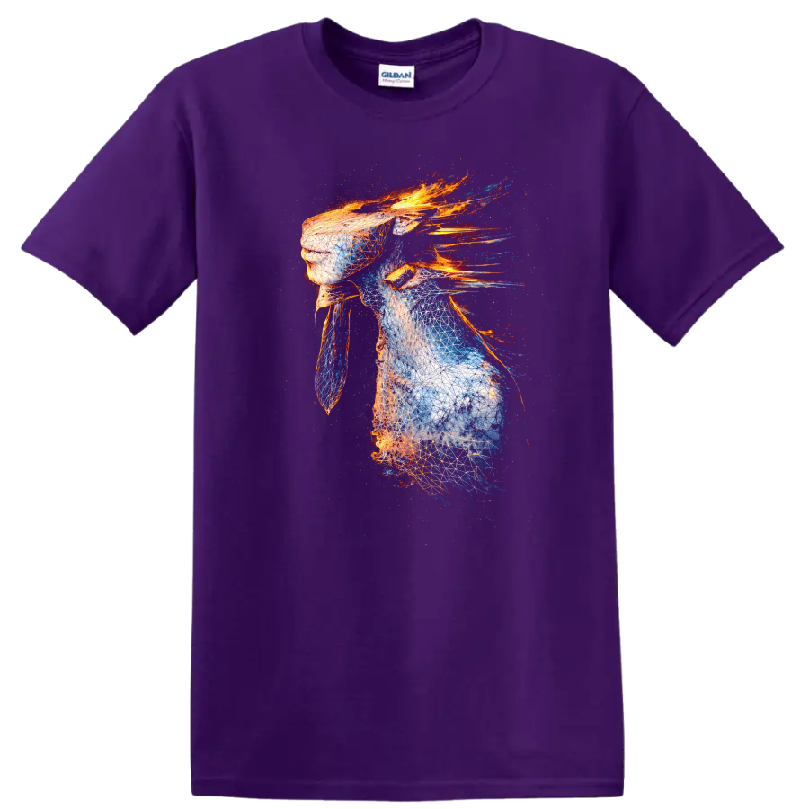 Vintage classic rock album cover art style T Shirt design on a Purple T Shirt