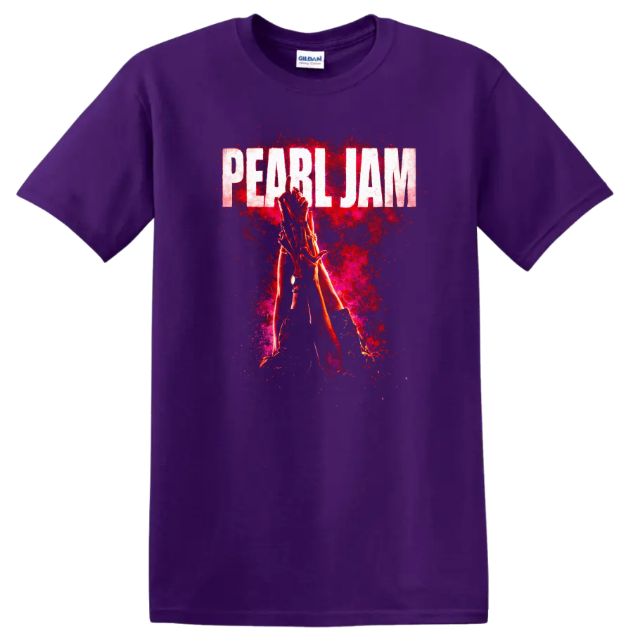 Pearl Jam Vintage Classic Rock T Shirt on a Purple T Shirt
