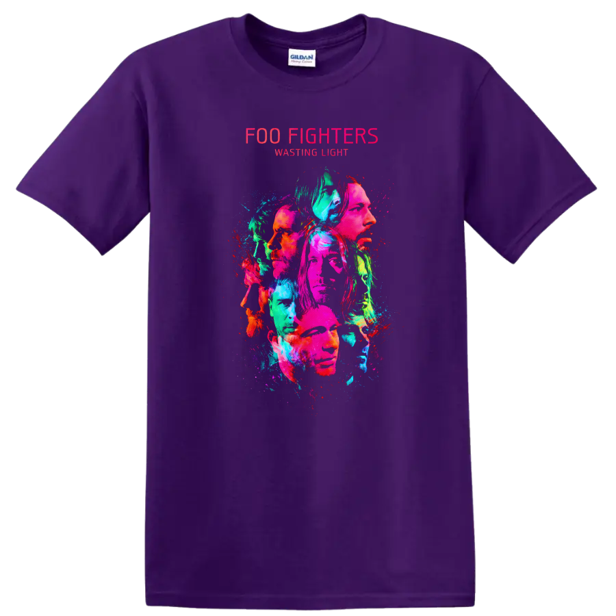 Foo Fighters Wasting Light Vintage Classic Rock T Shirt on a Purple T Shirt