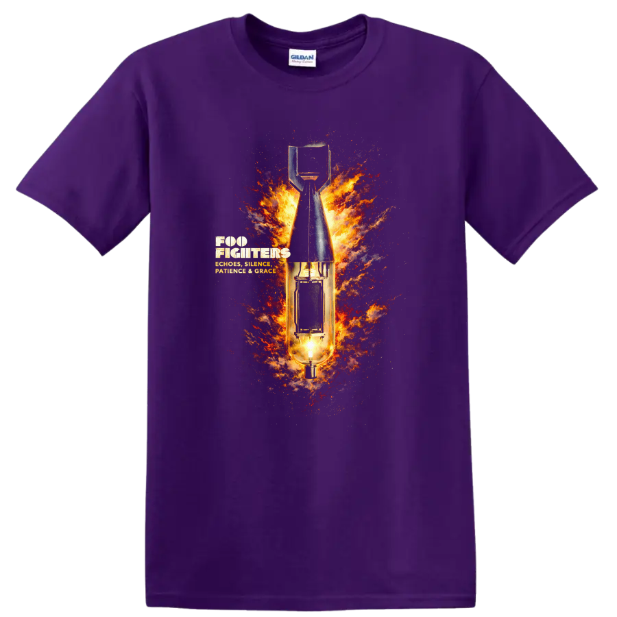 Foo Fighters Vintage Classic Rock Album Cover Art T Shirt on a Purple T Shirt