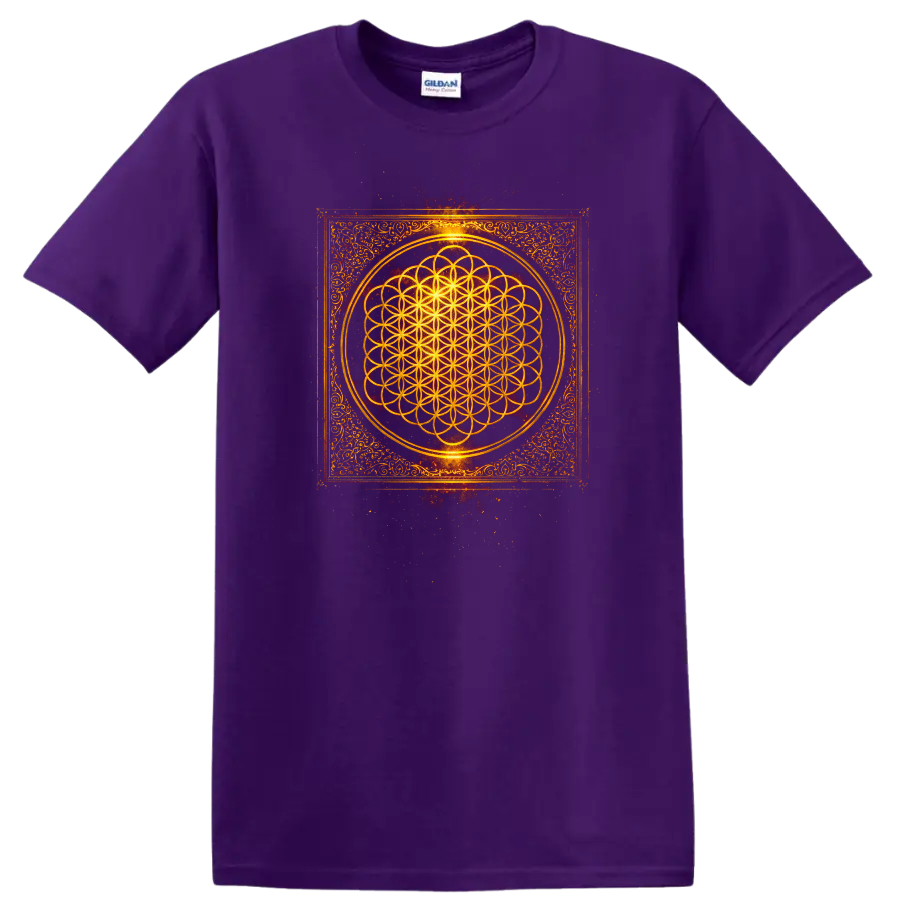 Vintage classic rock album cover art T shirt design inspired by Bring Me The Horizon on a Purple T Shirt