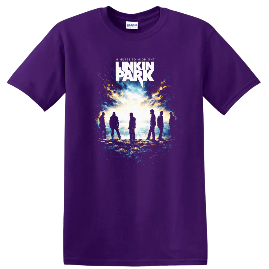 Linkin Park Vintage Classic Rock Album Cover Art T Shirt on a Purple T Shirt