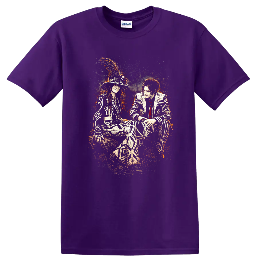 Vintage Classic Rock Album Cover Art style T Shirt design on a Purple T Shirt