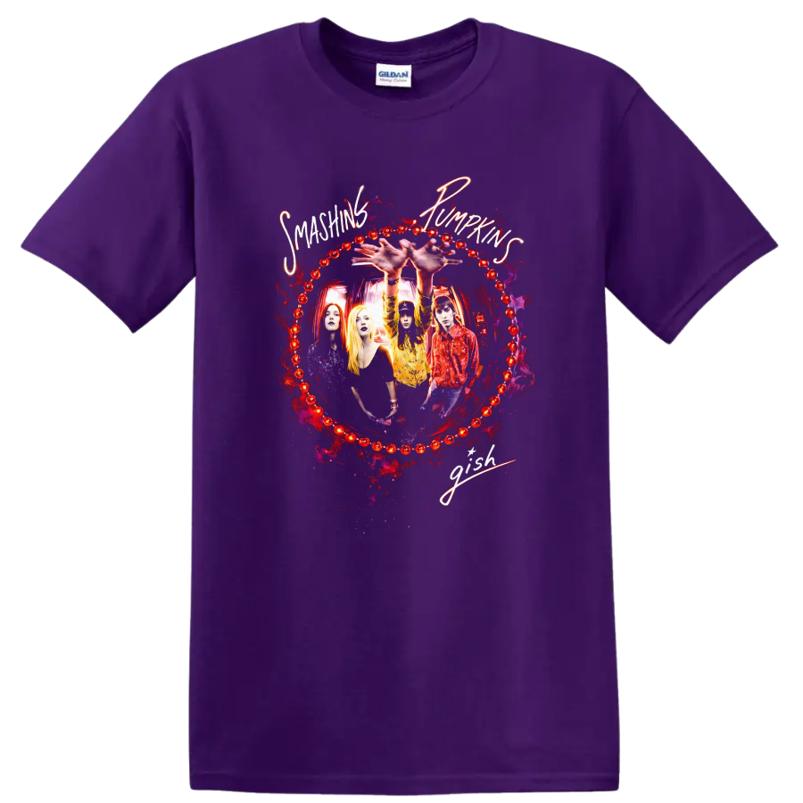 Smashing Pumpkins Vintage Classic Rock T Shirt on a Purple T Shirt