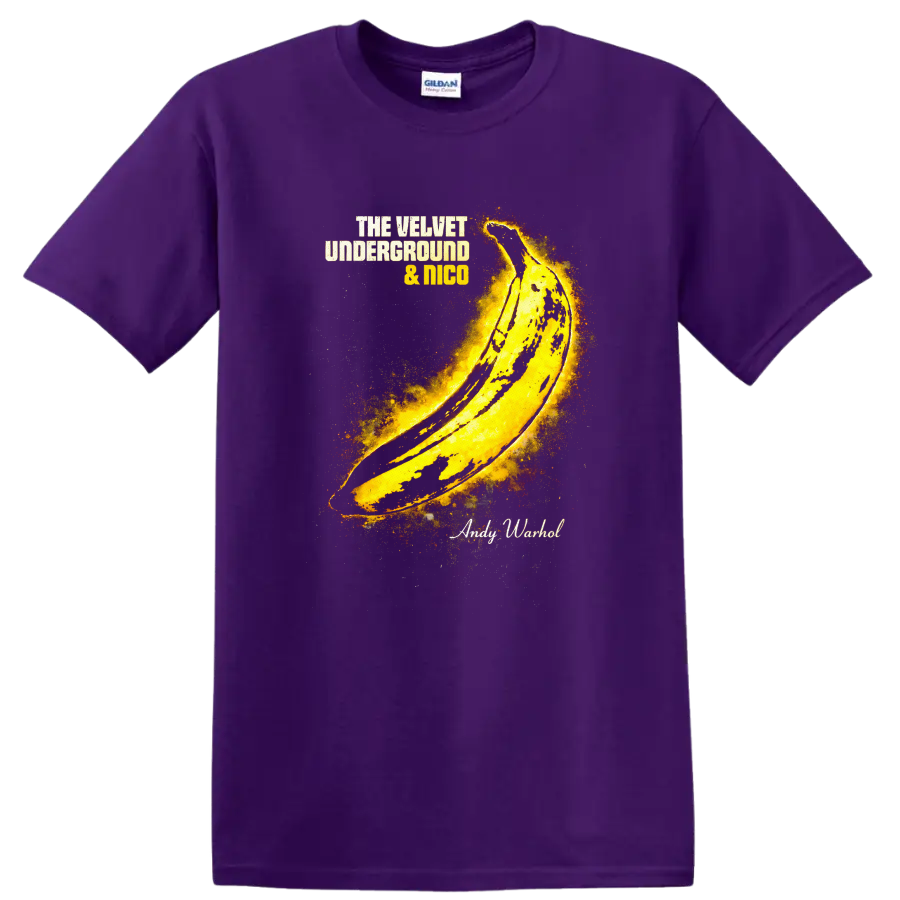 The Velvet Underground & Nico Vintage T Shirt on a Purple T Shirt