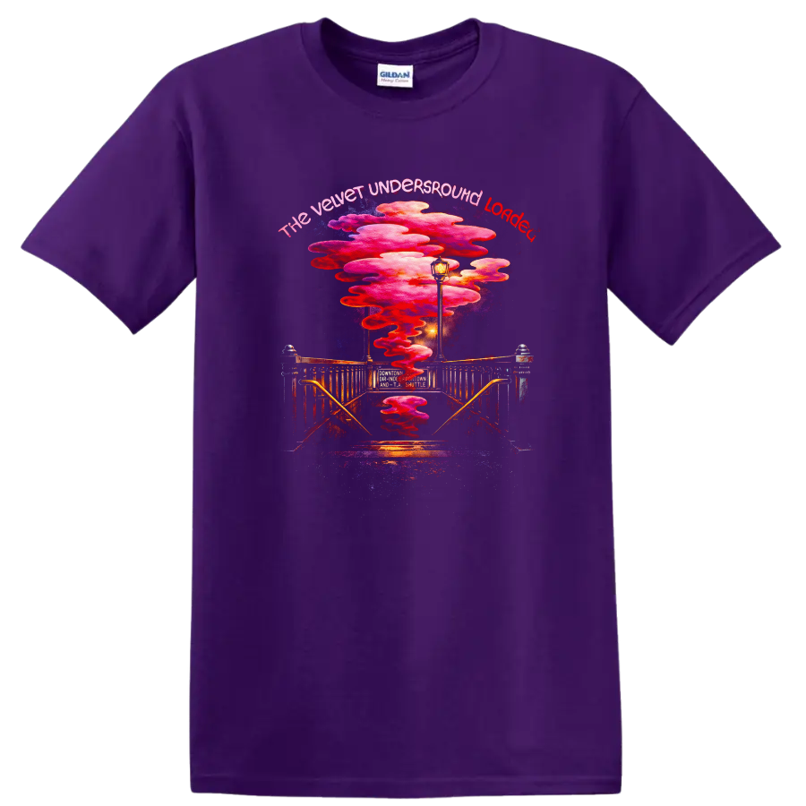 The Velvet Underground Loaded Vintage Classic Rock T Shirt on a Purple T Shirt