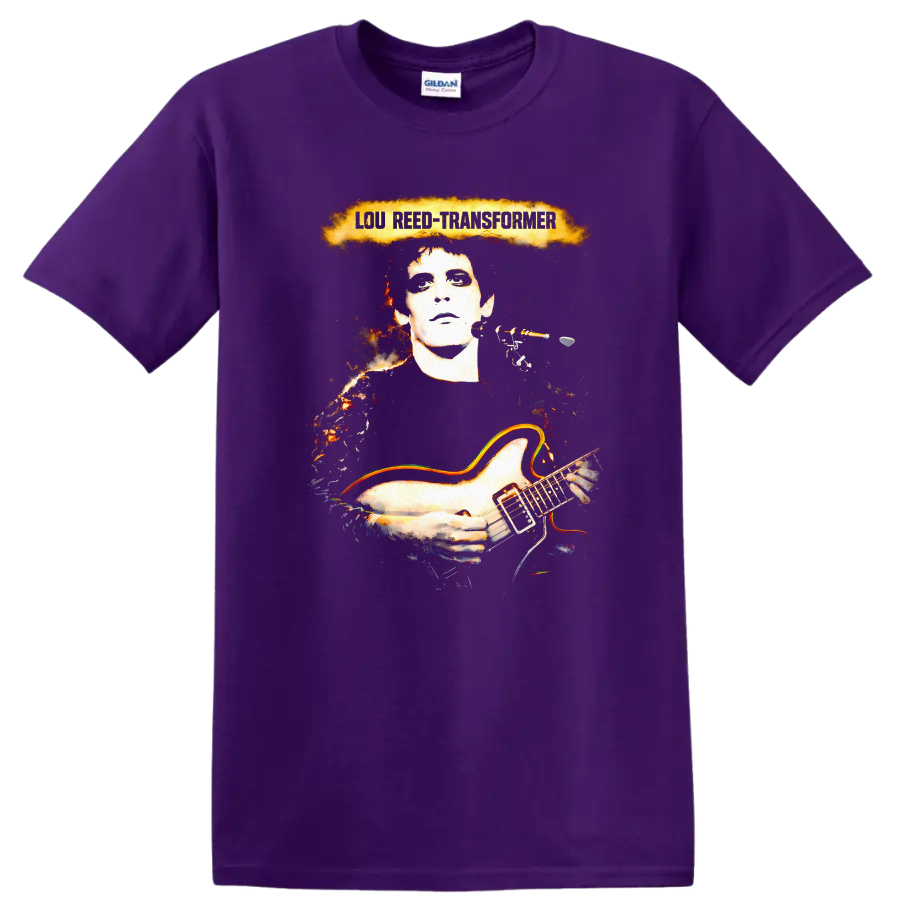 Lou Reed Transformer Vintage Classic Rock T Shirt on a Purple T Shirt