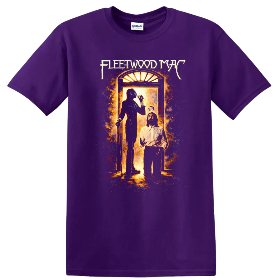 Fleetwood Mac Vintage Classic Rock Album Cover Art T Shirt on a Purple T Shirt