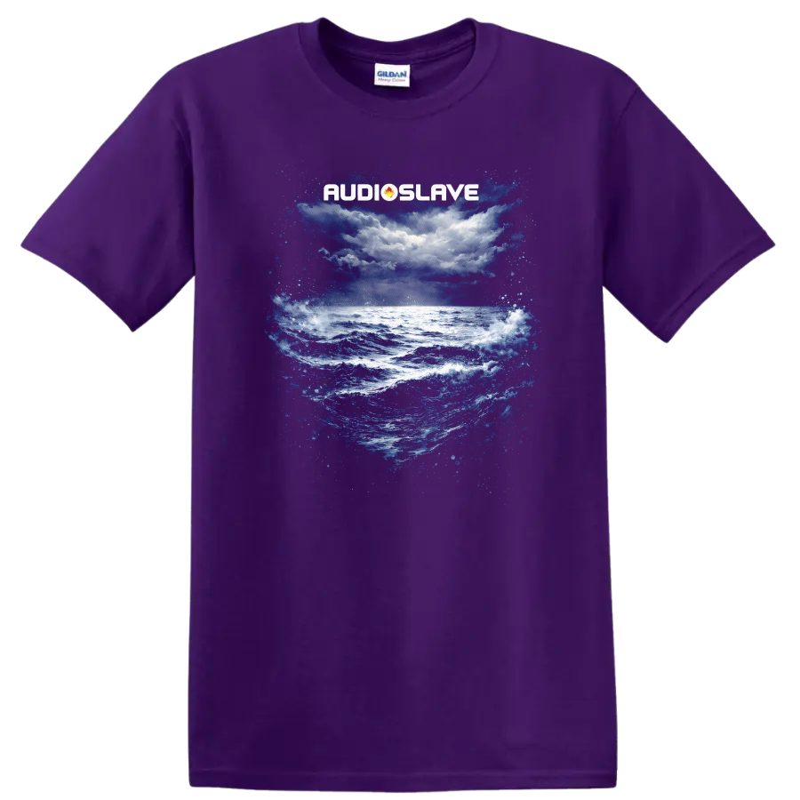 Audioslave Vintage Classic Rock Album Cover Art Style T Shirt on a Purple T Shirt
