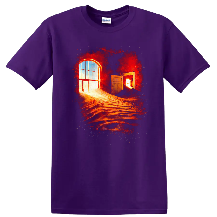 Vintage Classic Rock Album Cover Art T Shirt design inspired by The Slow Rush on a Purple T Shirt