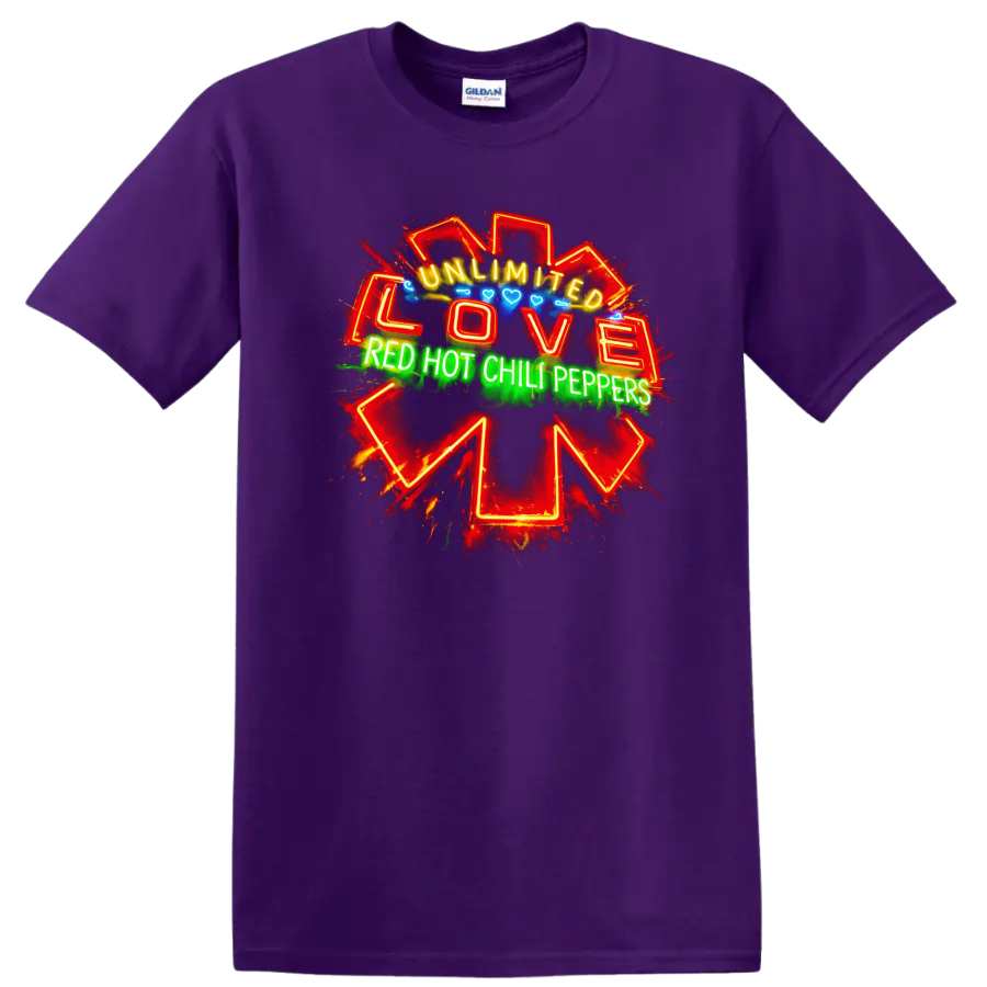 Unlimited Love Red Hot Chili Peppers T Shirt Vintage Classic Rock on a Purple T Shirt