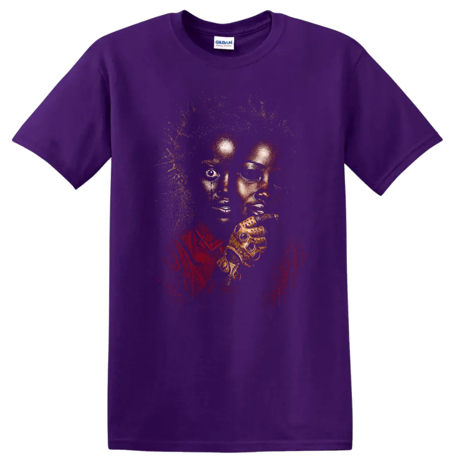 Vintage Cult Movie Us Lupita Nyong'o T Shirt on a Purple T Shirt