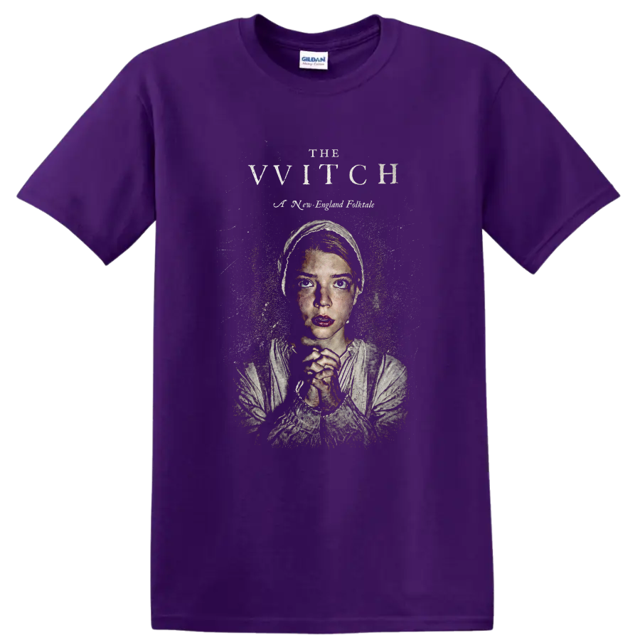 Vintage Cult Movie Character Portrait T Shirt on a Purple T Shirt