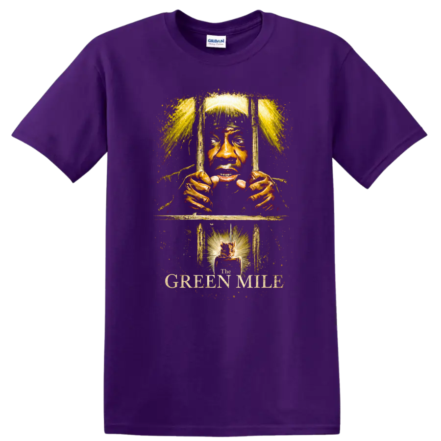 Vintage Cult Movie Character Portrait T Shirt on a Purple T Shirt