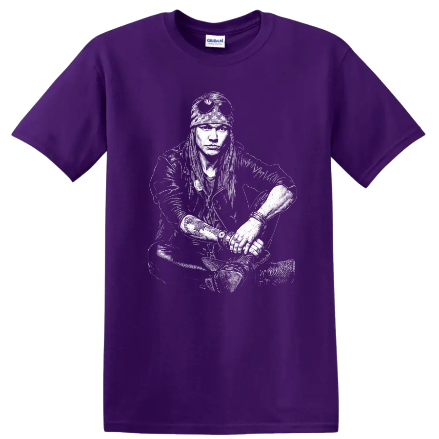 Axl Rose Guns N' Roses Rock Legends Ghostface T Shirt on a Purple T Shirt