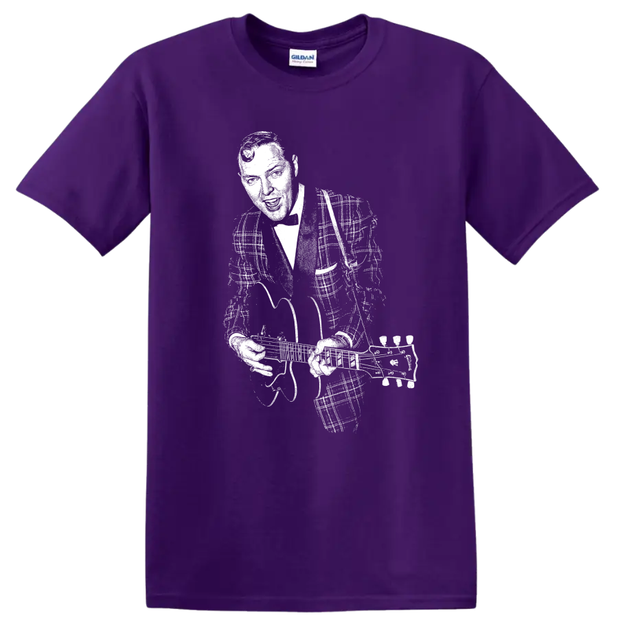 Bill Haley & His Comets Rock Legends T Shirt Classic Music Tribute on a Purple T Shirt