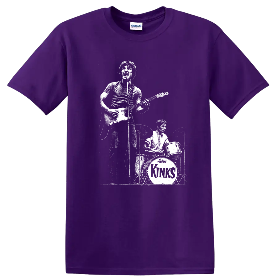 The Kinks Rock Legends Vintage Band Portrait T Shirt on a Purple T Shirt