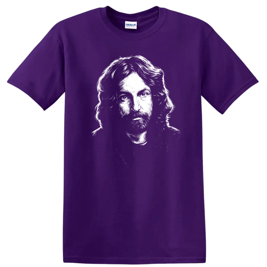 Nick Mason Pink Floyd Rock Legends T Shirt Tribute Graphic on a Purple T Shirt