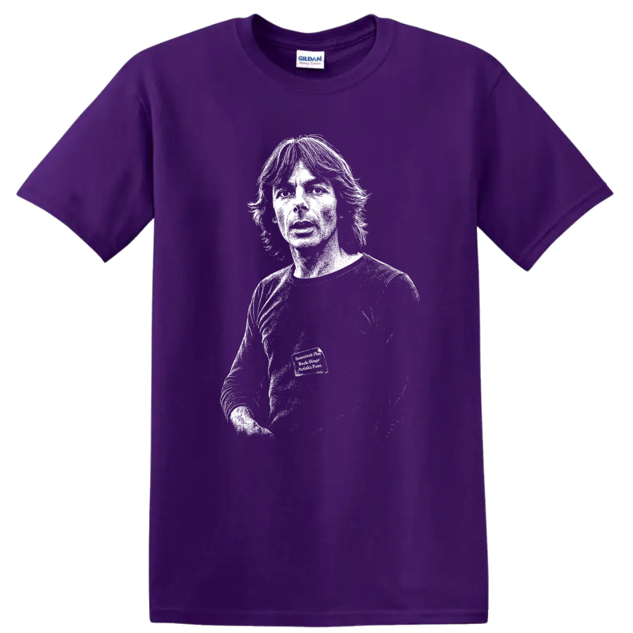 Richard Wright Pink Floyd Rock Legends Portrait T Shirt on a Purple T Shirt