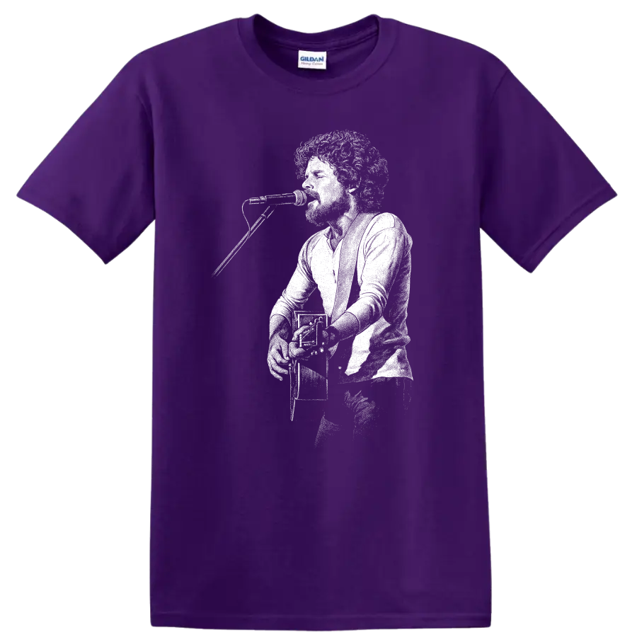 Don Henley Eagles Rock Legends Portrait T Shirt for Classic Music Fans on a Purple T Shirt