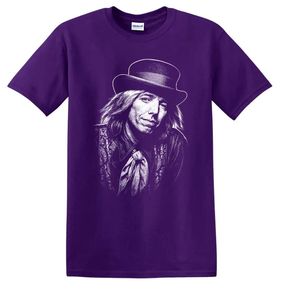 Tom Petty and the Heartbreakers Rock Legends T Shirt Vintage Band Logo on a Purple T Shirt
