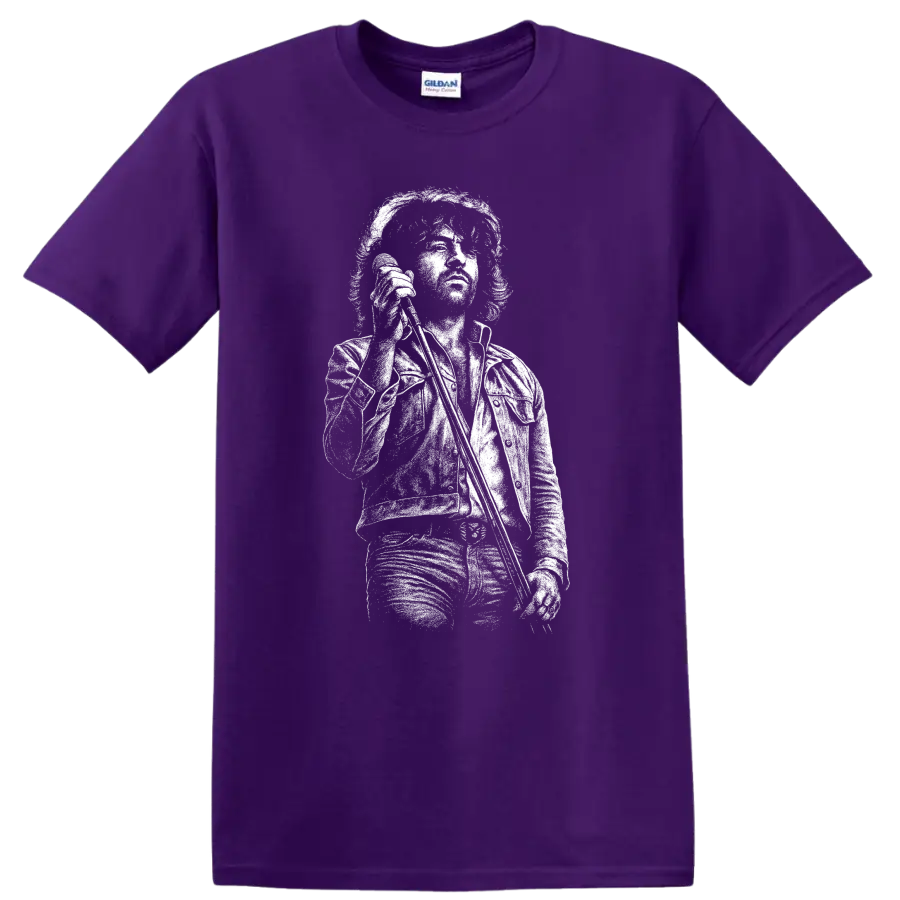 Ian Gillan Deep Purple Rock Legends T Shirt for Classic Rock Fans on a Purple T Shirt