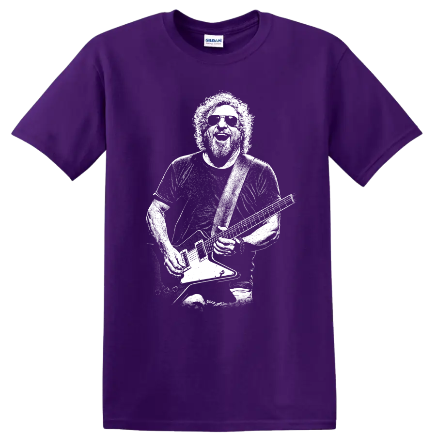 Sammy Hagar Van Halen Rock Legends Vintage Portrait T Shirt on a Purple T Shirt