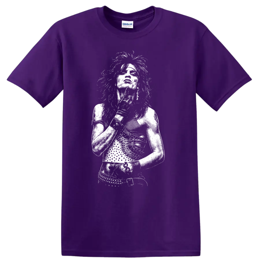 Tommy Lee Mötley Crüe Rock Legends Portrait T Shirt on a Purple T Shirt