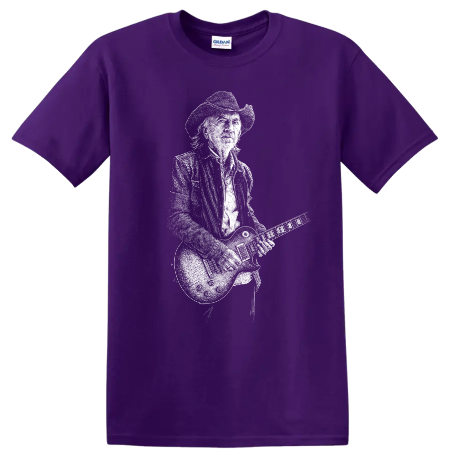 Dickey Betts The Allman Brothers Band Rock Legends T Shirt on a Purple T Shirt