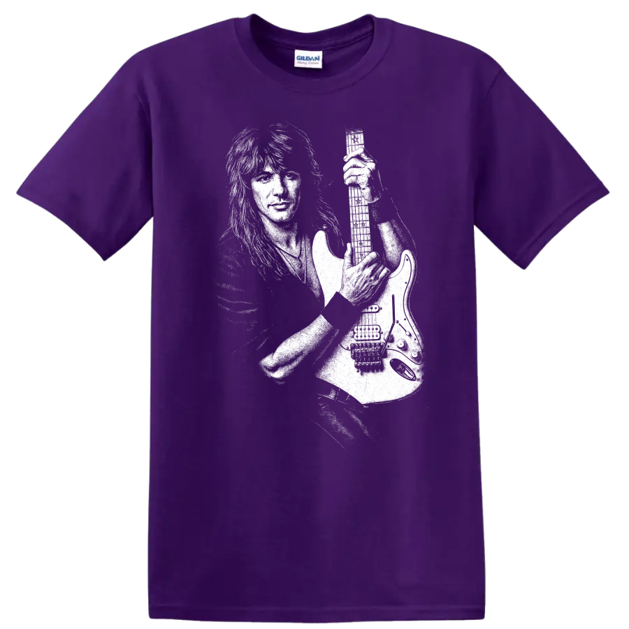 Richie Sambora Bon Jovi Rock Legends Guitar Silhouette T Shirt on a Purple T Shirt