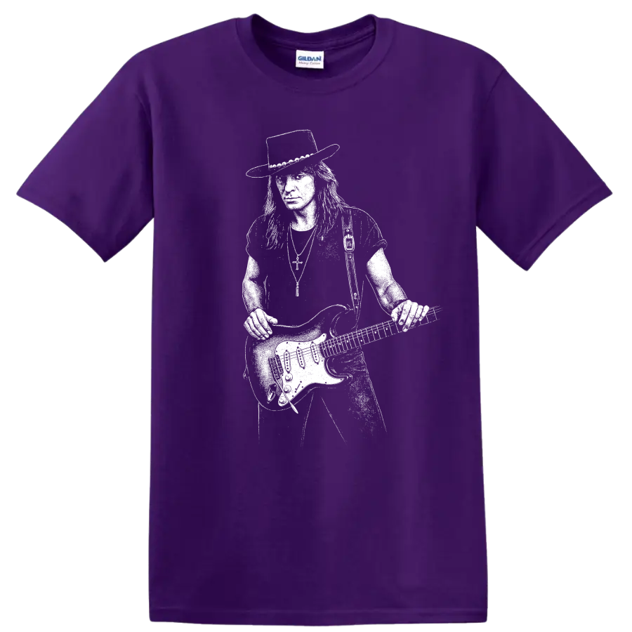 Richie Sambora Bon Jovi Rock Legends Silhouette T Shirt on a Purple T Shirt