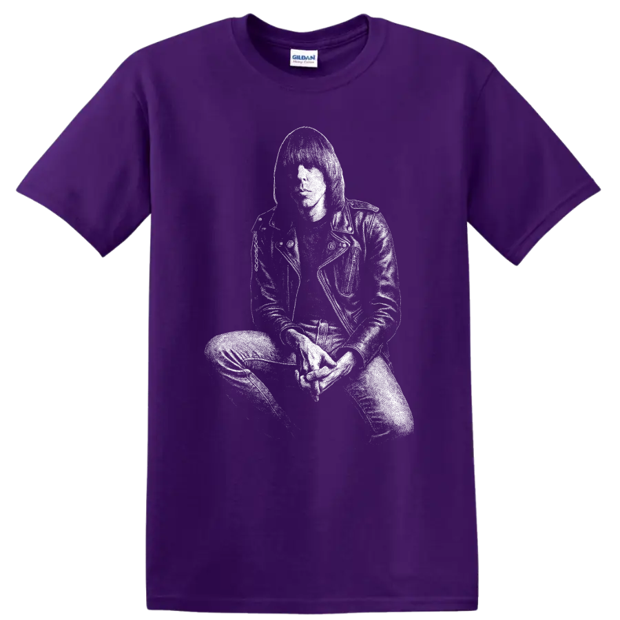 Joey Ramone Ramones Rock Legends T Shirt for Classic Punk Fans on a Purple T Shirt