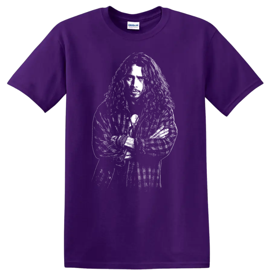 Chris Cornell Soundgarden Rock Legends Portrait T Shirt for Fans - Purple