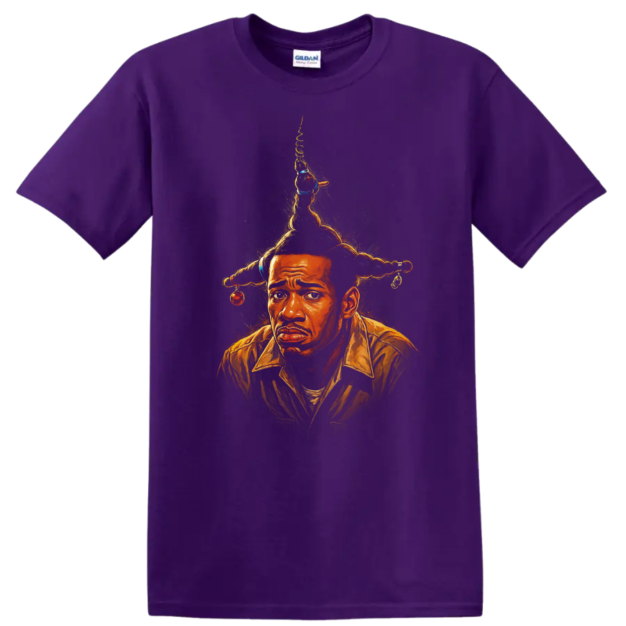 Illustrated portrait inspired by Don't Be a Menace to South Central While Drinking Your Juice in the on a Purple T Shirt